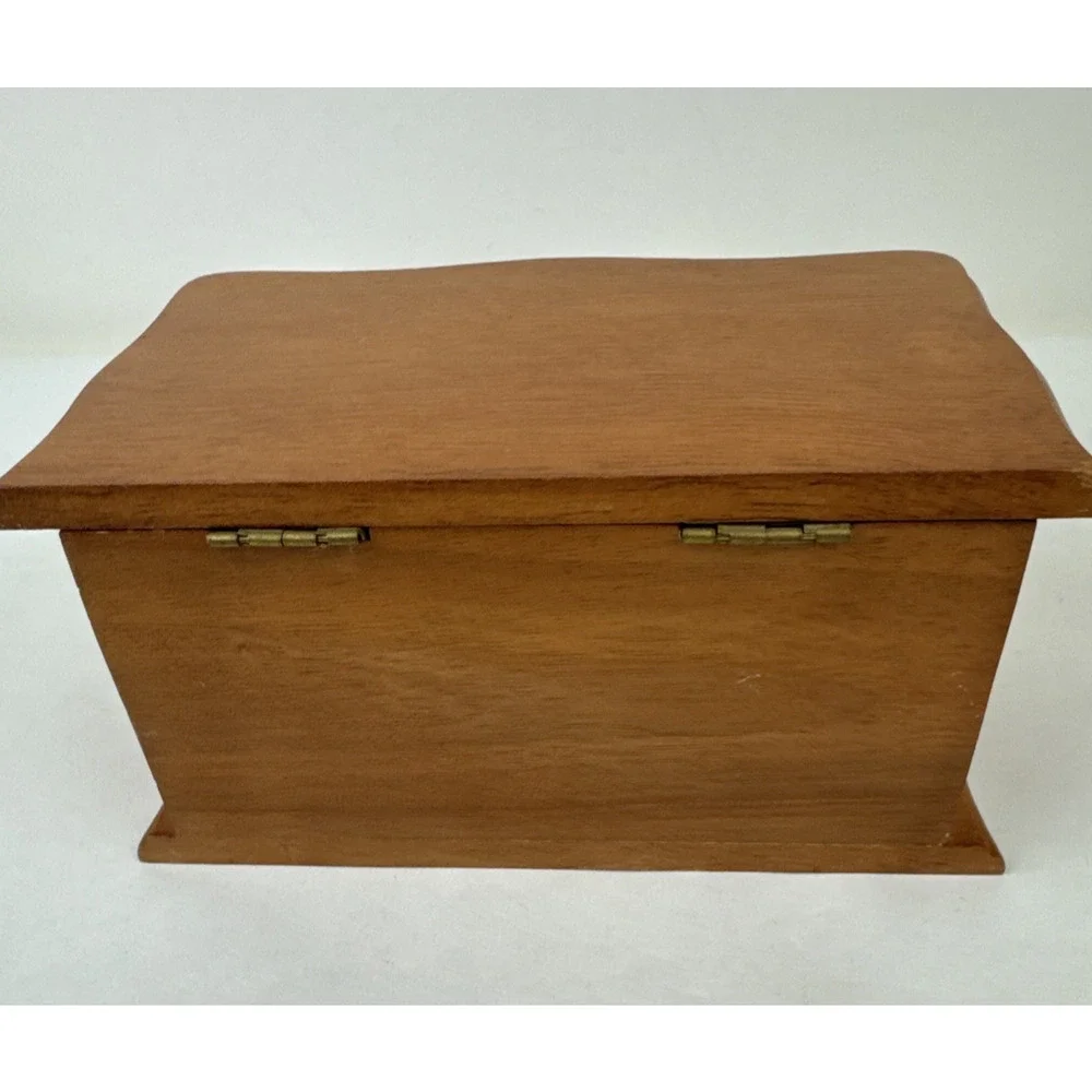 Small Jewelry Box Oak Finish Velvet Lined, Mirror, Lift Top & lift out tray